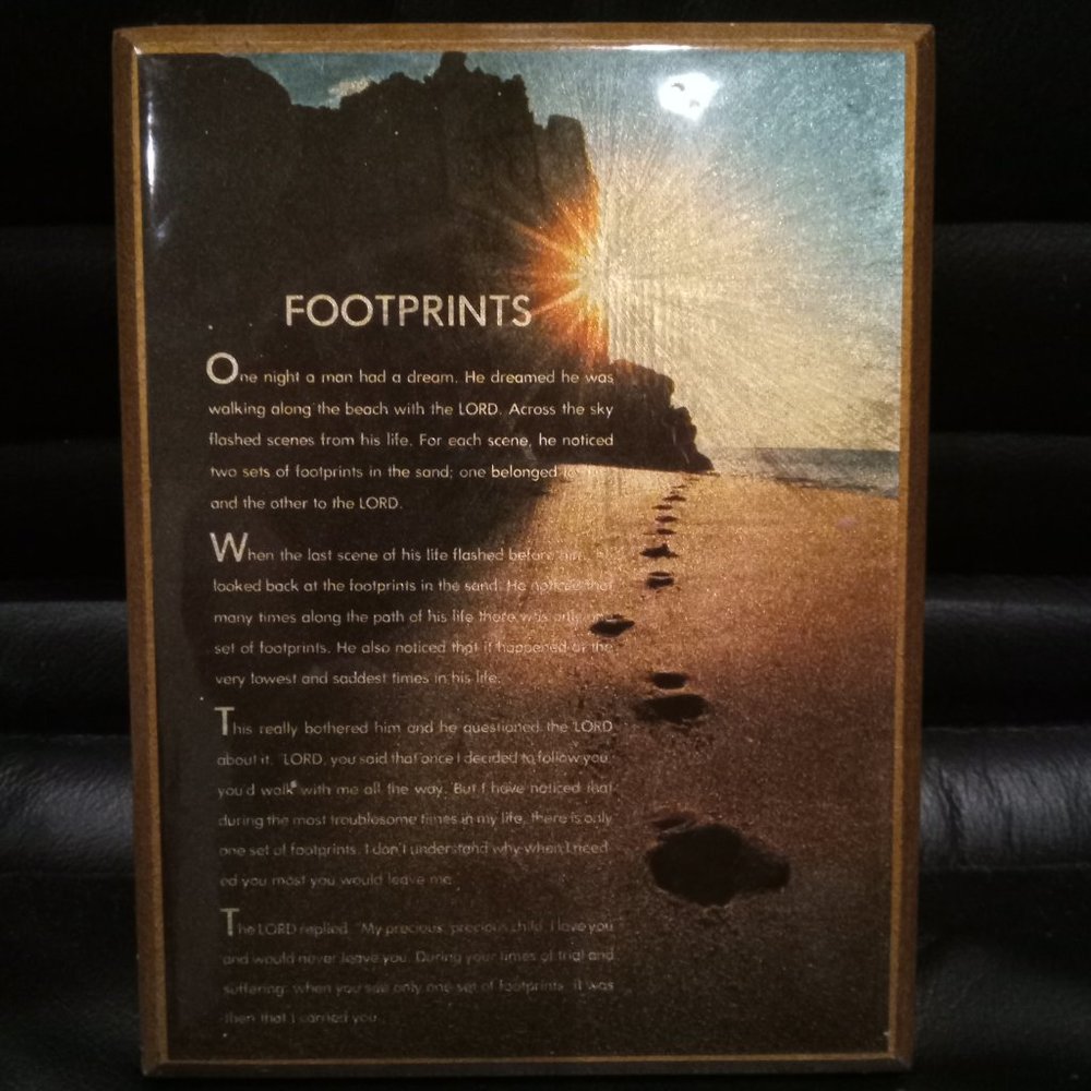 Wooden Footprints Poem Wall Hanging (8.5" x 6.5")